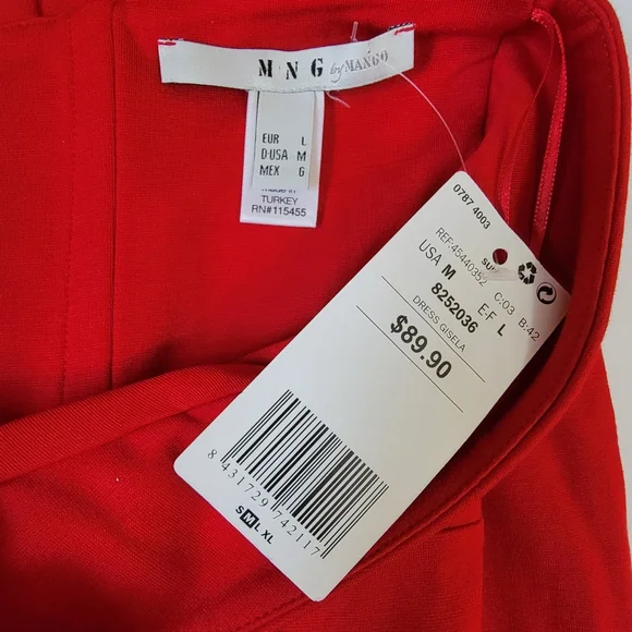 MNG by Mango Red Strapless Dress Size M - NWT - Picture 5 of 8